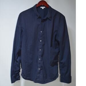 James Perse Standard Button Front Shirt Men’s Size 2 Blue Cotton